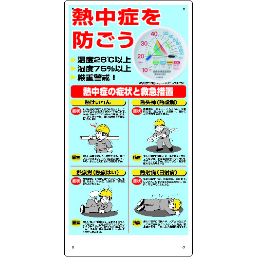 【TRUSCO】ユニット　熱中症対策標識　温湿度計付